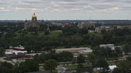 5.7K aerial stock footage descend with a view of the Iowa State Capitol and grounds in Des Moines, Iowa Aerial Stock Footage | DX0002_165_040