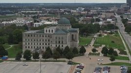 5.7K aerial stock footage orbit the side of the Iowa Court of Appeals in Des Moines, Iowa Aerial Stock Footage | DX0002_166_004