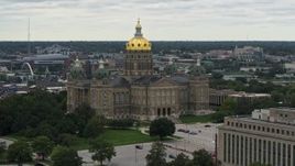 5.7K aerial stock footage of orbiting around the Iowa State Capitol in Des Moines, Iowa Aerial Stock Footage | DX0002_166_008