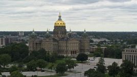 5.7K aerial stock footage of an orbit around the Iowa State Capitol in Des Moines, Iowa Aerial Stock Footage | DX0002_166_009