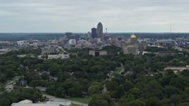 5.7K aerial stock footage of the state capitol and the skyline of Downtown Des Moines, Iowa Aerial Stock Footage | DX0002_166_021