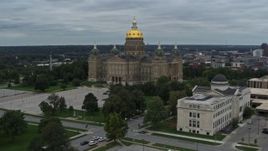5.7K aerial stock footage orbit the state library building and the Iowa State Capitol, Des Moines, Iowa Aerial Stock Footage | DX0002_166_028