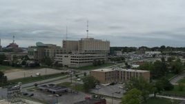 5.7K aerial stock footage of orbiting a hospital in Des Moines, Iowa Aerial Stock Footage | DX0002_166_042