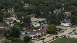 5.7K aerial stock footage of suburban homes and quiet streets in Council Bluffs, Iowa Aerial Stock Footage | DX0002_169_008
