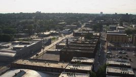 5.7K aerial stock footage orbit apartment buildings and Leavenworth Avenue in Omaha, Nebraska Aerial Stock Footage | DX0002_170_036