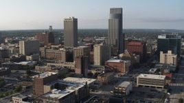 5.7K aerial stock footage static view of the city's skyscrapers in Downtown Omaha, Nebraska Aerial Stock Footage | DX0002_170_039