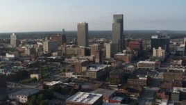 5.7K aerial stock footage slowly circling the city's tall skyscrapers in Downtown Omaha, Nebraska Aerial Stock Footage | DX0002_170_043