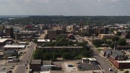5.7K aerial stock footage of a stationary view of hospital, Downtown Sioux City, Iowa Aerial Stock Footage | DX0002_175_016
