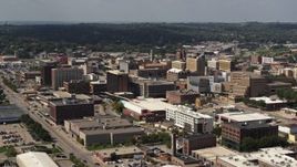 5.7K aerial stock footage office buildings around convention center, Downtown Sioux City, Iowa Aerial Stock Footage | DX0002_175_020