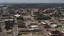 5.7K aerial stock footage approach and flyby the downtown area of the city, Downtown Sioux City, Iowa Aerial Stock Footage | DX0002_175_029