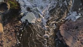 5.7K aerial stock footage a bird's eye view of rapids at sunset in Sioux Falls, South Dakota Aerial Stock Footage | DX0002_176_018