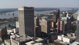 5.7K aerial stock footage of the One Commerce Square office tower in Downtown Memphis, Tennessee Aerial Stock Footage | DX0002_179_009