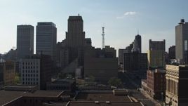 5.7K aerial stock footage approach high-rise office buildings in Downtown Memphis, Tennessee and ascend Aerial Stock Footage | DX0002_180_001