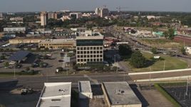5.7K aerial stock footage of orbiting an office building, Downtown Memphis, Tennessee Aerial Stock Footage | DX0002_180_008
