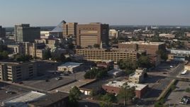 5.7K aerial stock footage of the Shelby County Criminal Justice Center in Downtown Memphis, Tennessee Aerial Stock Footage | DX0002_180_013