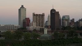 5.7K aerial stock footage office and apartment high-rises at sunset in Downtown Memphis, Tennessee Aerial Stock Footage | DX0002_181_028