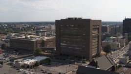 5.7K aerial stock footage orbit the county courthouse in Downtown Memphis, Tennessee Aerial Stock Footage | DX0002_184_001