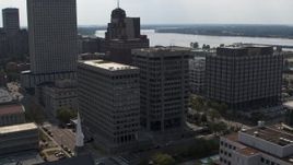 5.7K aerial stock footage of orbiting a county government building and police station in Downtown Memphis, Tennessee Aerial Stock Footage | DX0002_184_009
