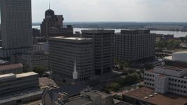5.7K aerial stock footage of an orbit of a county government building and police station in Downtown Memphis, Tennessee Aerial Stock Footage | DX0002_184_010