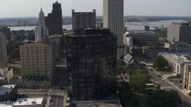 5.7K aerial stock footage orbit and approach courthouse and office building in Downtown Memphis, Tennessee Aerial Stock Footage | DX0002_184_031