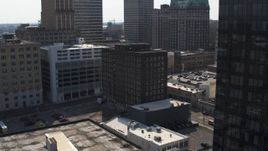 5.7K aerial stock footage orbit office building and flying close to courthouse, Downtown Memphis, Tennessee Aerial Stock Footage | DX0002_184_032