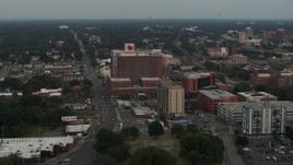 5.7K aerial stock footage of orbiting a hospital at twilight in Memphis, Tennessee Aerial Stock Footage | DX0002_186_041