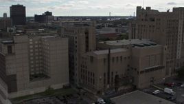 5.7K aerial stock footage of orbiting the side of the Detroit Masonic Temple building, Detroit, Michigan Aerial Stock Footage | DX0002_191_005