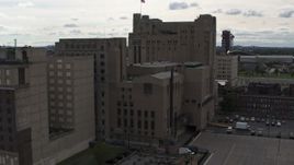 5.7K aerial stock footage descend by the Detroit Masonic Temple building, Detroit, Michigan Aerial Stock Footage | DX0002_191_006