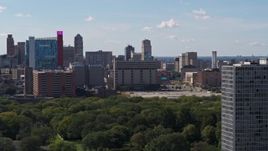5.7K aerial stock footage flyby hotel and casino, jail and courthouse, reveal apartment buildings, Downtown Detroit, Michigan Aerial Stock Footage | DX0002_194_033