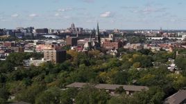5.7K aerial stock footage a wide orbit of St. Joseph Oratory church, Detroit, Michigan Aerial Stock Footage | DX0002_194_035