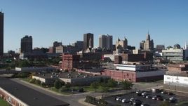5.7K aerial stock footage of Erie Community College and office towers in Downtown Buffalo, New York Aerial Stock Footage | DX0002_202_012