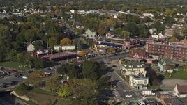5.7K aerial stock footage slowly orbit the intersection of Main and Union Streets in Rochester, New York Aerial Stock Footage | DX0002_208_027