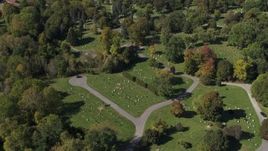 5.7K aerial stock footage of paths and graves at Morningside Cemetery in Syracuse, New York Aerial Stock Footage | DX0002_211_005
