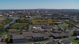 5.7K aerial stock footage of Downtown Syracuse, New York seen from Onondaga Creek Aerial Stock Footage | DX0002_211_013
