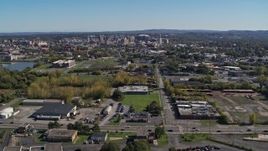 5.7K aerial stock footage of Downtown Syracuse, New York seen from across the city Aerial Stock Footage | DX0002_211_014
