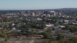 5.7K aerial stock footage wide view of the city's downtown area, Downtown Syracuse, New York Aerial Stock Footage | DX0002_211_033