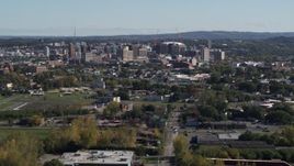 5.7K aerial stock footage of the city's downtown area, Downtown Syracuse, New York Aerial Stock Footage | DX0002_211_034