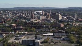 5.7K aerial stock footage stationary view of the city's downtown area, Downtown Syracuse, New York Aerial Stock Footage | DX0002_212_005