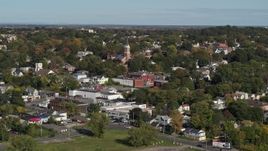 5.7K aerial stock footage of the St John the Baptist church steeple in Syracuse, New York Aerial Stock Footage | DX0002_212_012