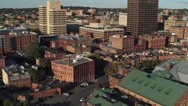 5.7K aerial stock footage of office buildings near the museum, Downtown Syracuse, New York Aerial Stock Footage | DX0002_213_036