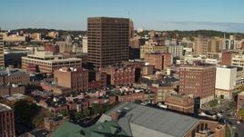 5.7K aerial stock footage of orbiting the Chase Tower office high-rise, Downtown Syracuse, New York Aerial Stock Footage | DX0002_213_040