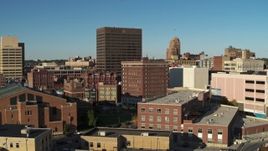 5.7K aerial stock footage focus on Chase Tower while ascending, Downtown Syracuse, New York Aerial Stock Footage | DX0002_213_045