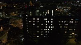5.7K aerial stock footage of orbiting university dormitory at twilight, Syracuse, New York Aerial Stock Footage | DX0002_215_009