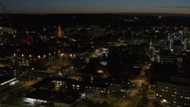 5.7K aerial stock footage orbit Syracuse University campus buildings at twilight, Syracuse, New York Aerial Stock Footage | DX0002_215_014
