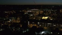 5.7K aerial stock footage of orbiting Carrier Dome and Syracuse University at twilight, Syracuse, New York Aerial Stock Footage | DX0002_215_019