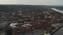 5.7K aerial stock footage descend and orbit the downtown area of Troy, New York Aerial Stock Footage | DX0002_216_004