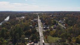 5.7K aerial stock footage orbit George Street in the small town of Fort Ann, New York Aerial Stock Footage | DX0002_216_032