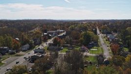 5.7K aerial stock footage a view of George Street in the small town of Fort Ann, New York during descent Aerial Stock Footage | DX0002_216_038