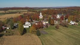 5.7K aerial stock footage of a church in the small town of Orwell, Vermont Aerial Stock Footage | DX0002_217_015