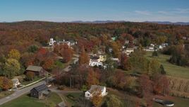5.7K aerial stock footage orbit around Main Street a small town in autumn, Orwell, Vermont Aerial Stock Footage | DX0002_217_016